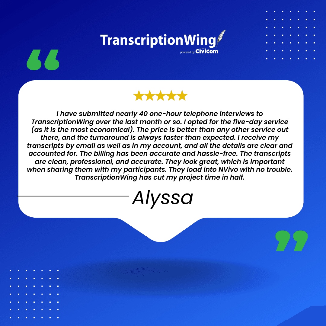 TranscriptionWing, a service of Civicom – main gallery image